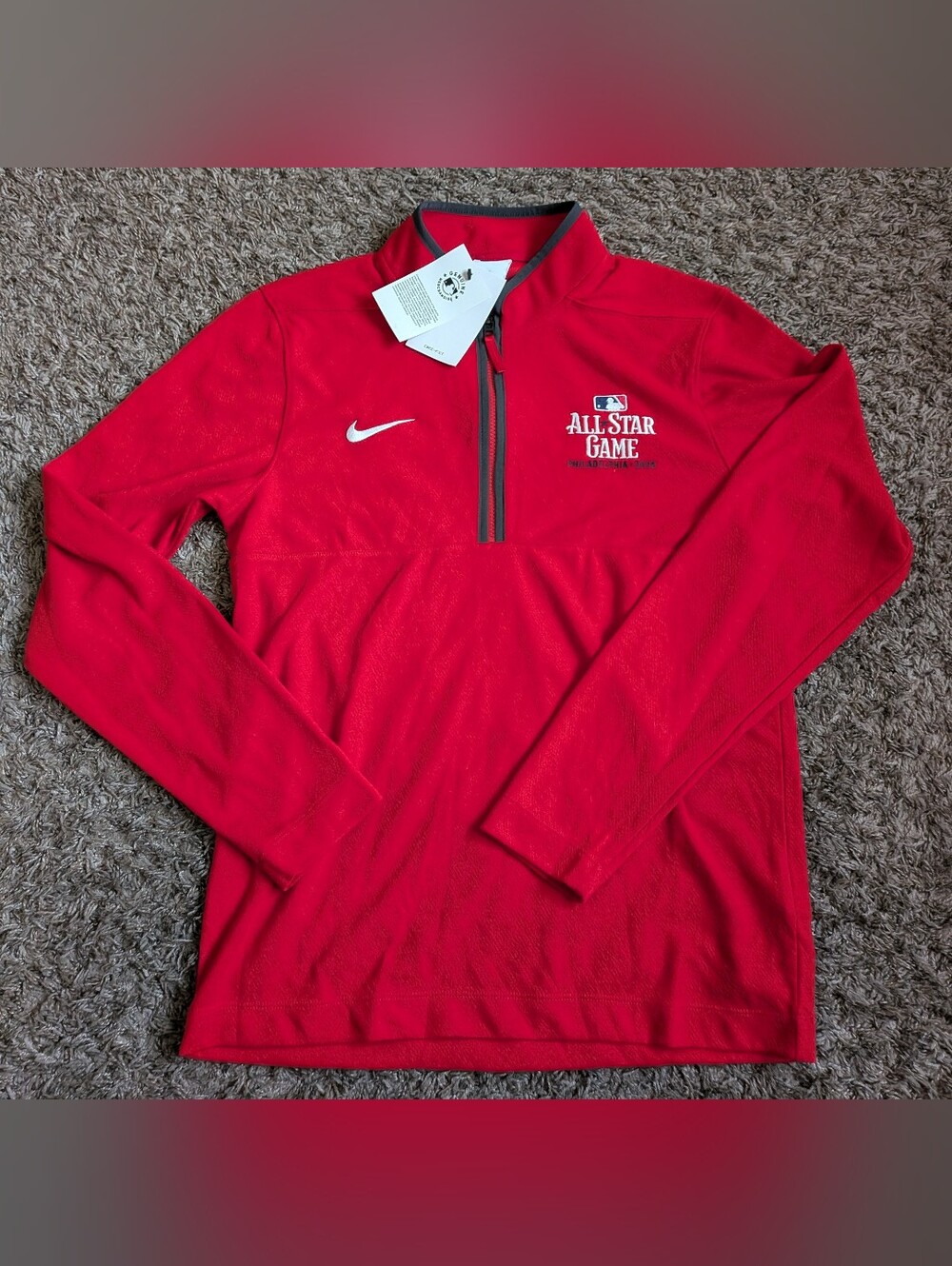NWT Nike MLB 2026 All Star Game Philadelphia Red 1/2 Zip Fleece Pullover Men's S